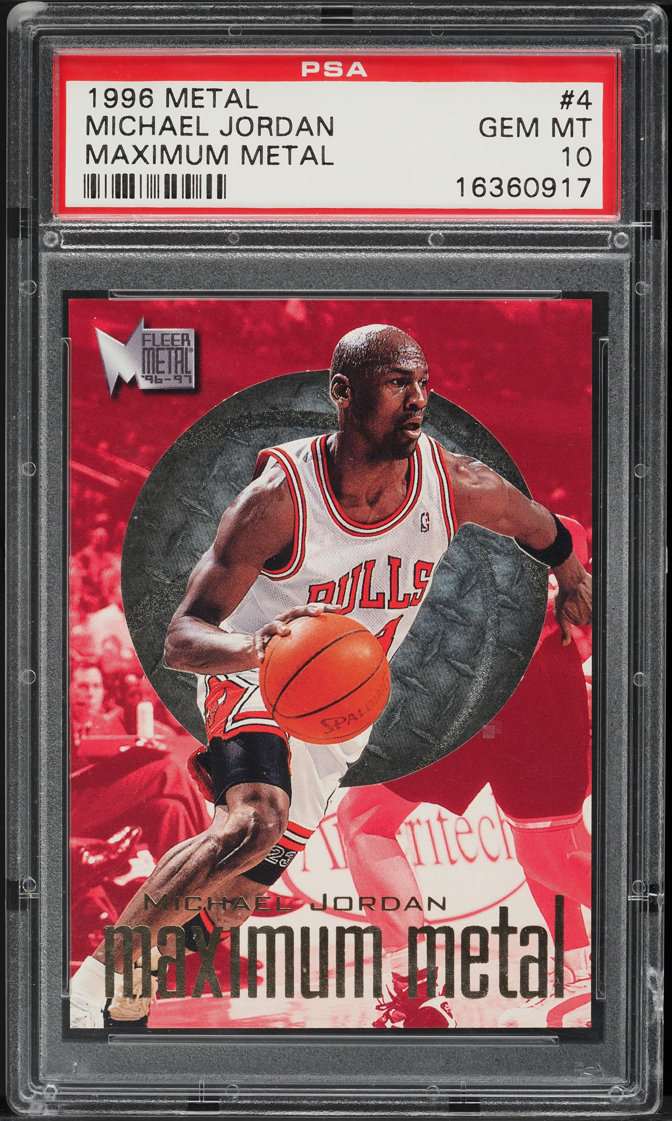 1996 Metal Maximum Metal Michael Jordan #4 PSA 10 GEM MINT