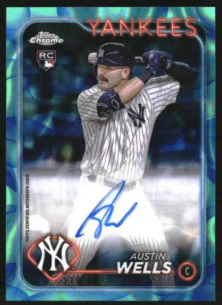 2024 Topps Chrome Update Rookie Lava Lamp Aqua Blue Austin Wells RC Auto /175