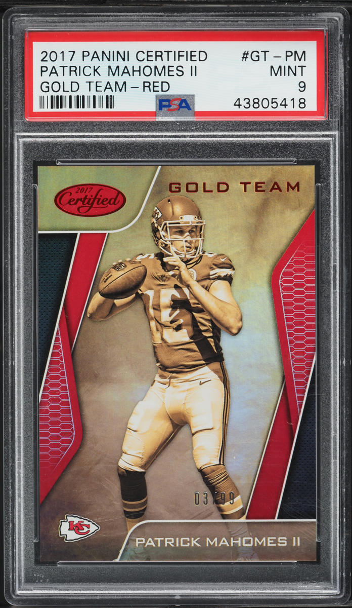 2017 Panini Certified Gold Team Mirror Red Patrick Mahomes II ROOKIE /99 PSA 9