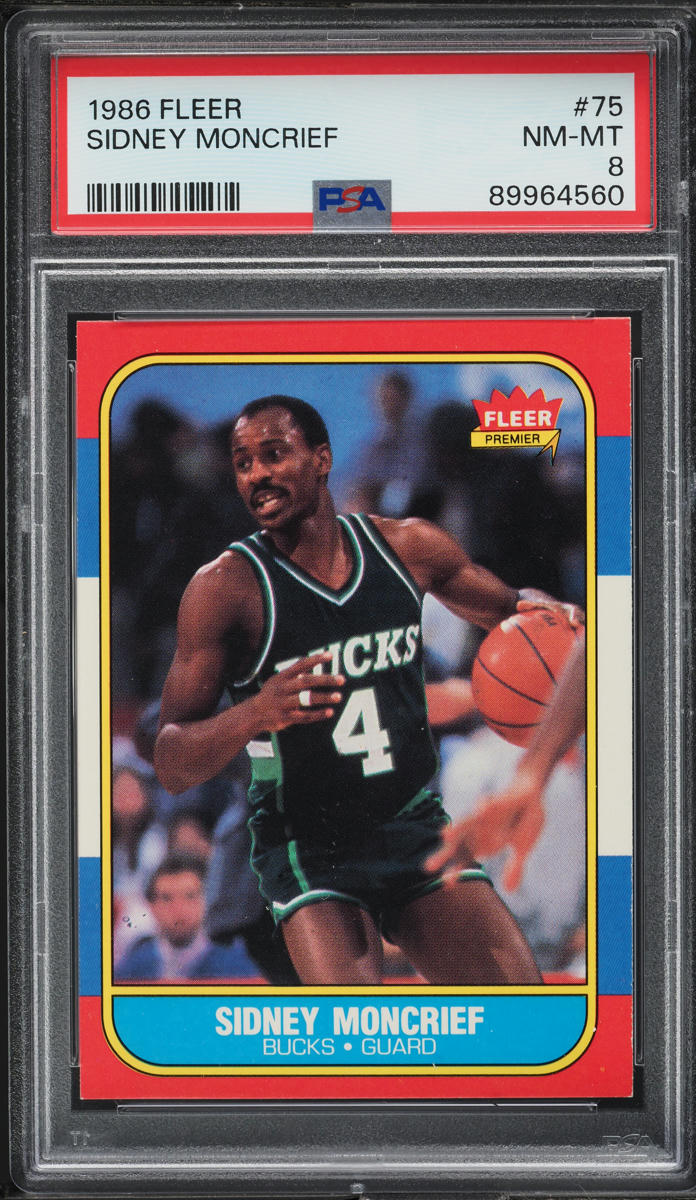 1986 Fleer Basketball Sidney Moncrief #75 PSA 8 NM-MT
