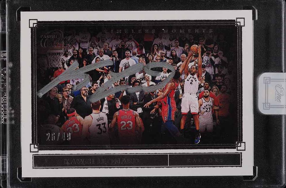 2019 Panini One And One Timeless Moments Kawhi Leonard AUTO /49 #TM-KLE ENCASED