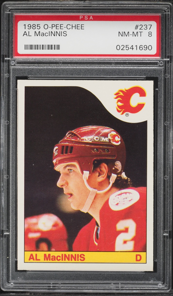 1985 O-Pee-Chee Hockey Al MacInnis ROOKIE #237 PSA 8 NM-MT