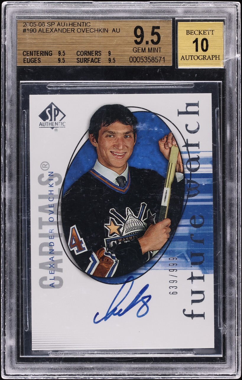 2005 SP Authentic Alexander Ovechkin ROOKIE AUTO /999 #190 BGS 9.5 GEM MINT