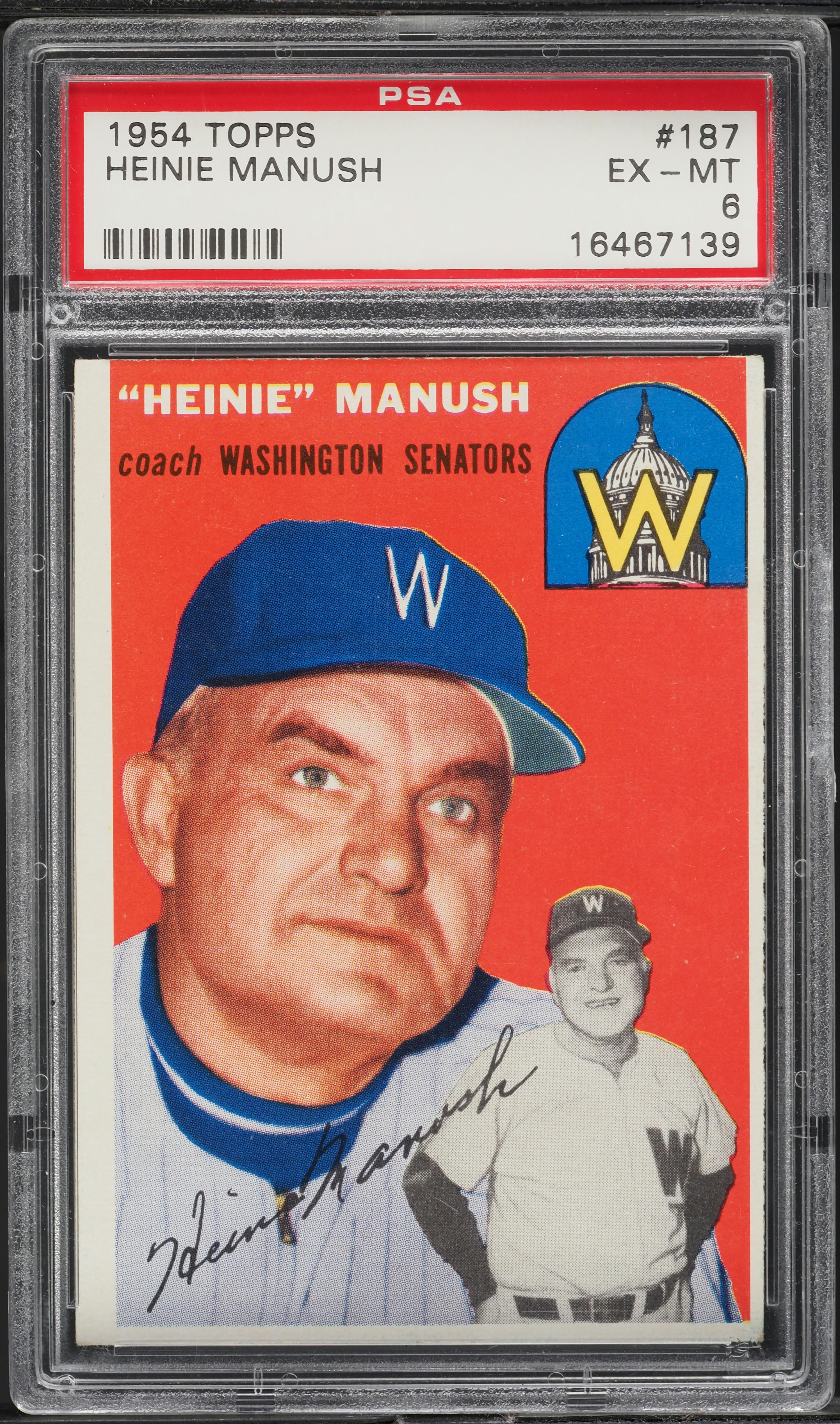 1954 Topps Heinie Manush #187 PSA 6 EXMT