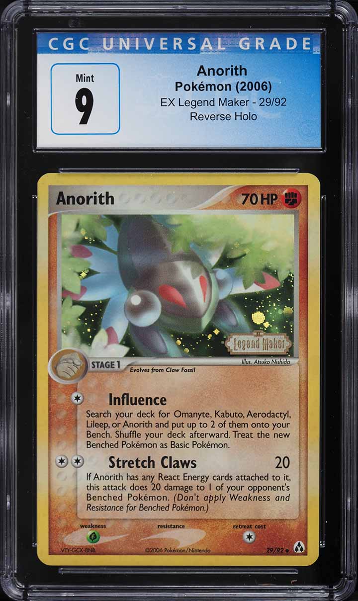 2006 Pokemon EX Legend Maker Reverse Holo Anorith #29 CGC 9 MINT