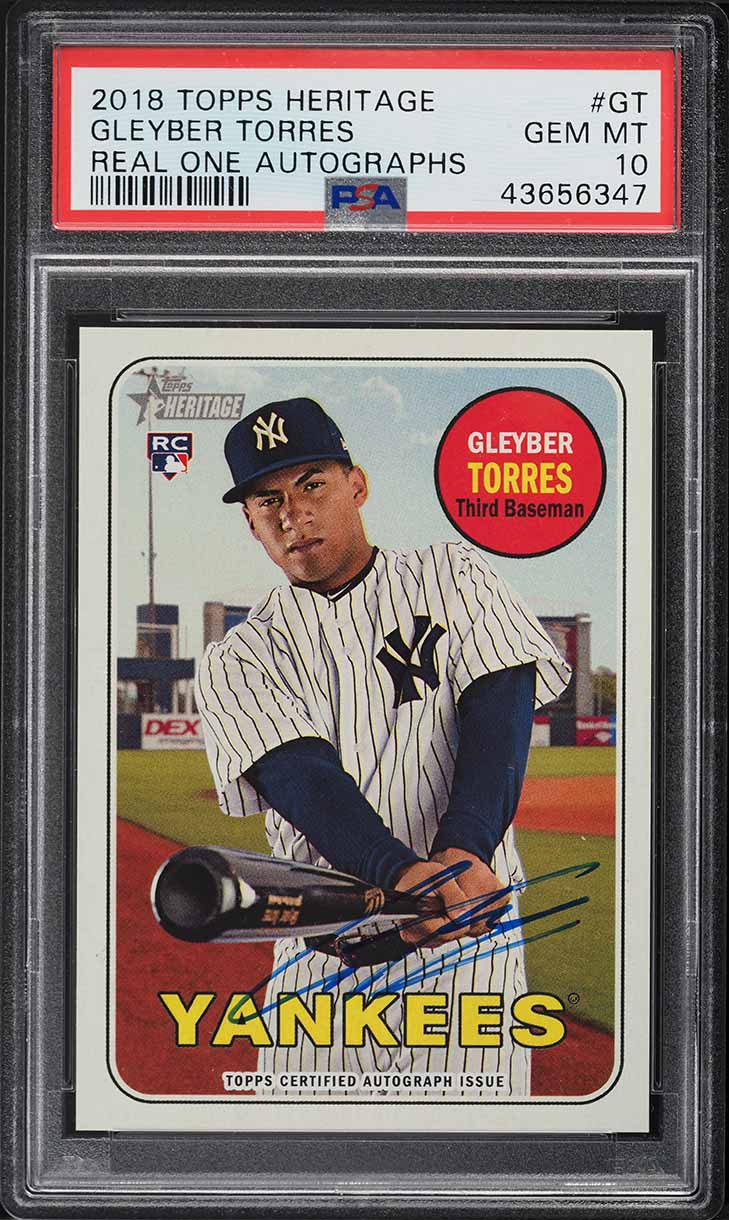 2018 Topps Heritage Real One Gleyber Torres ROOKIE AUTO #ROA-GT PSA 10 GEM MINT