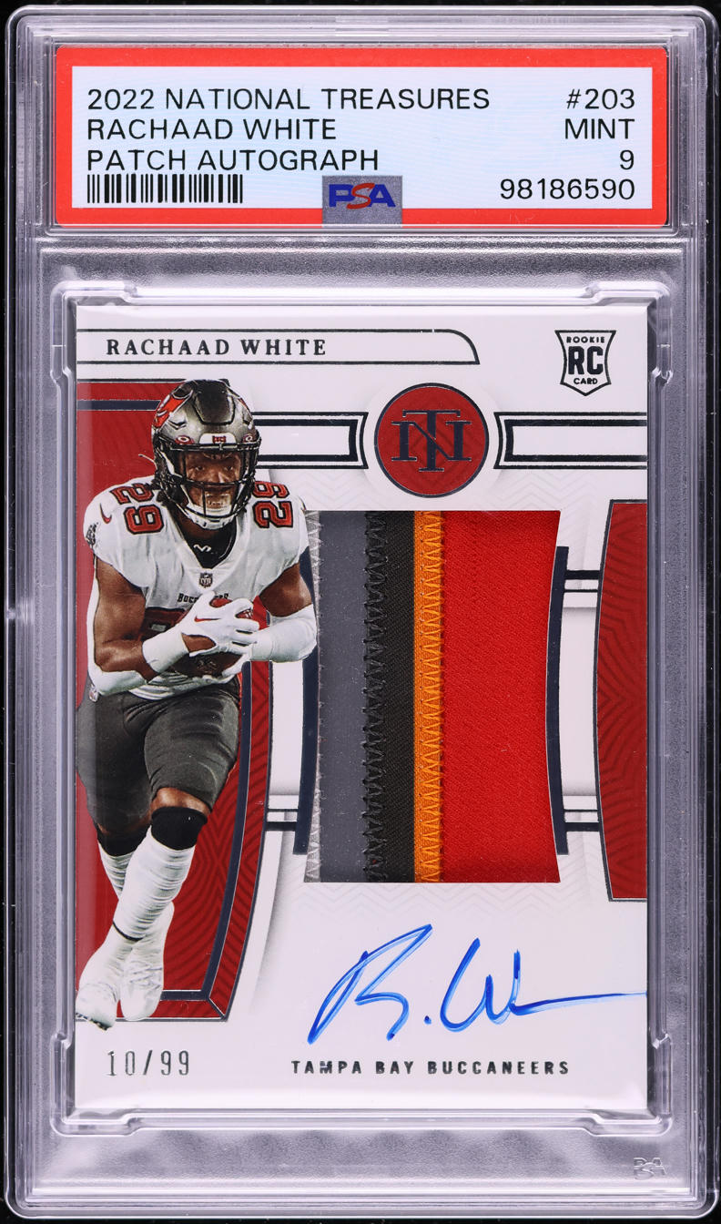 2022 National Treasures Rachaad White ROOKIE PATCH AUTO /99 #203 PSA 9 MINT