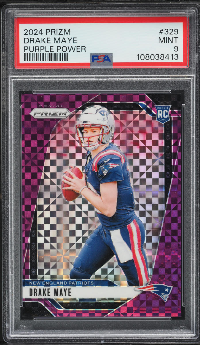 2024 Panini Prizm Purple Power Drake Maye ROOKIE /49 #329 PSA 9 MINT