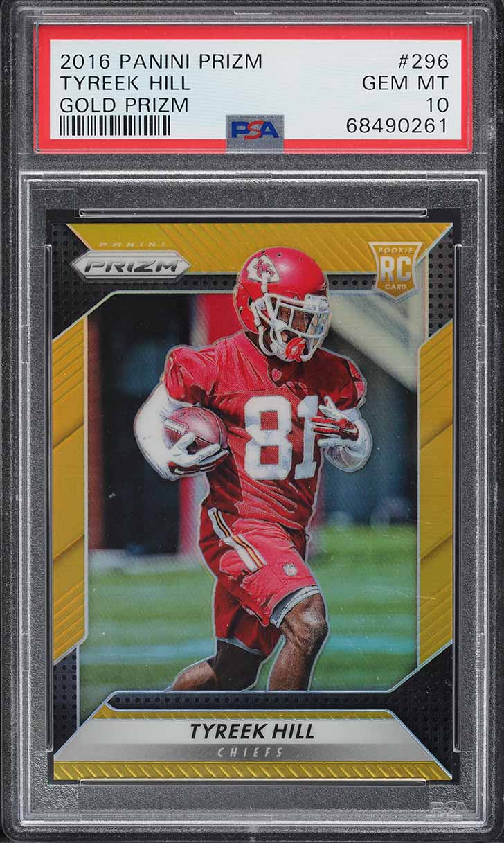 2016 Panini Prizm Gold Tyreek Hill ROOKIE /10 #296 PSA 10 GEM MINT