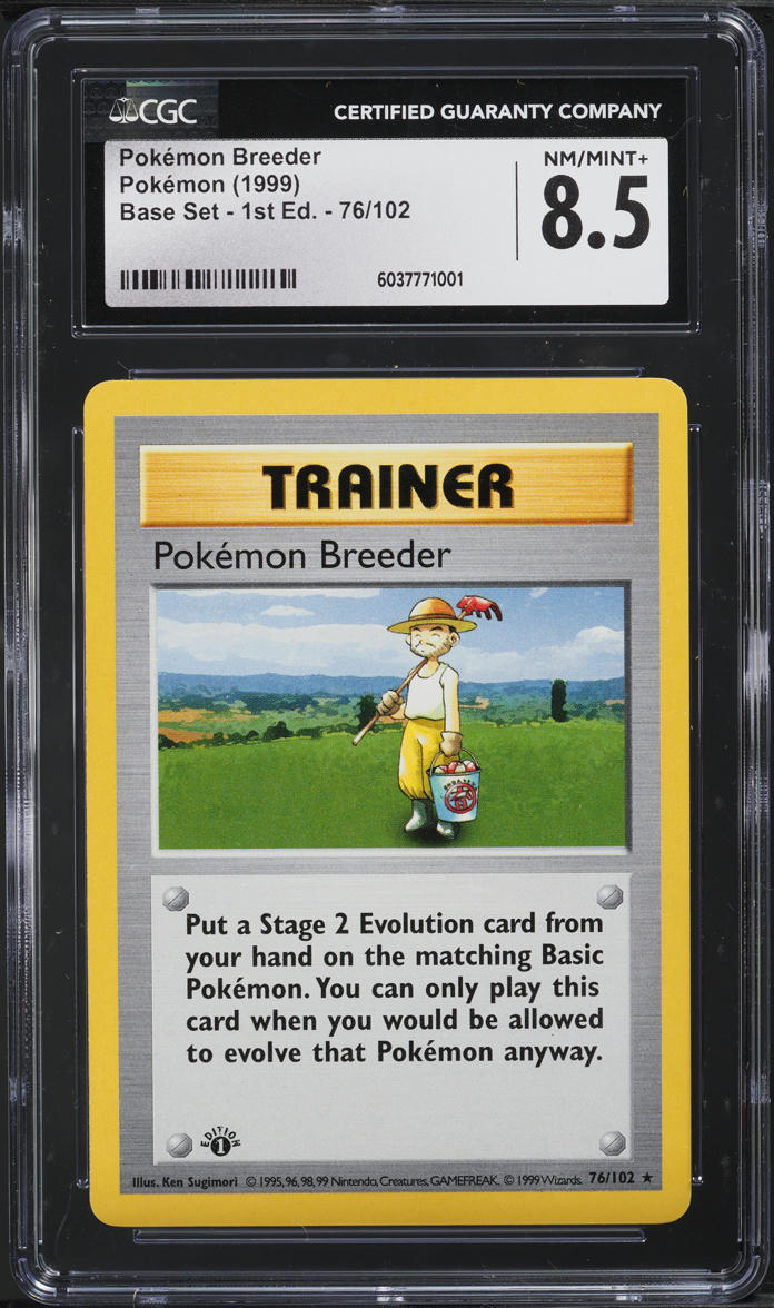 1999 Pokemon Base Set Shadowless 1st Edition Pokemon Breeder #76 CGC 8.5 NM-MT+