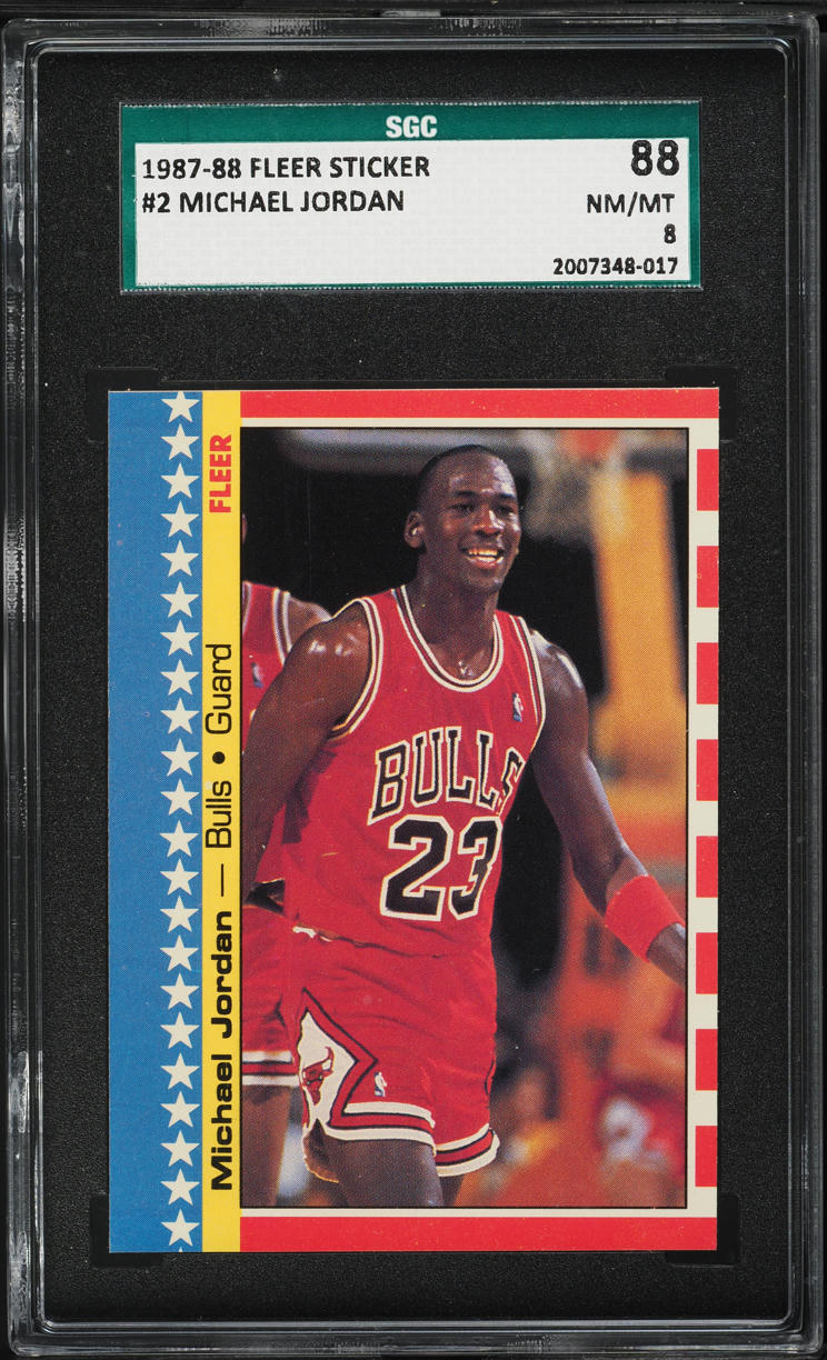 1987 Fleer Sticker Michael Jordan #2 SGC 8 NM-MT