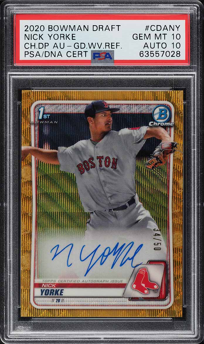 2020 Bowman Chrome Gold Wave Refractor Nick Yorke RC AUTO DNA 10 /50 PSA 10 GEM
