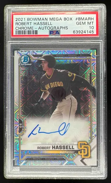 2021 Bowman Chrome Mega Box Mojo Refractor #BMA-RH Robert Hassell Auto PSA 10
