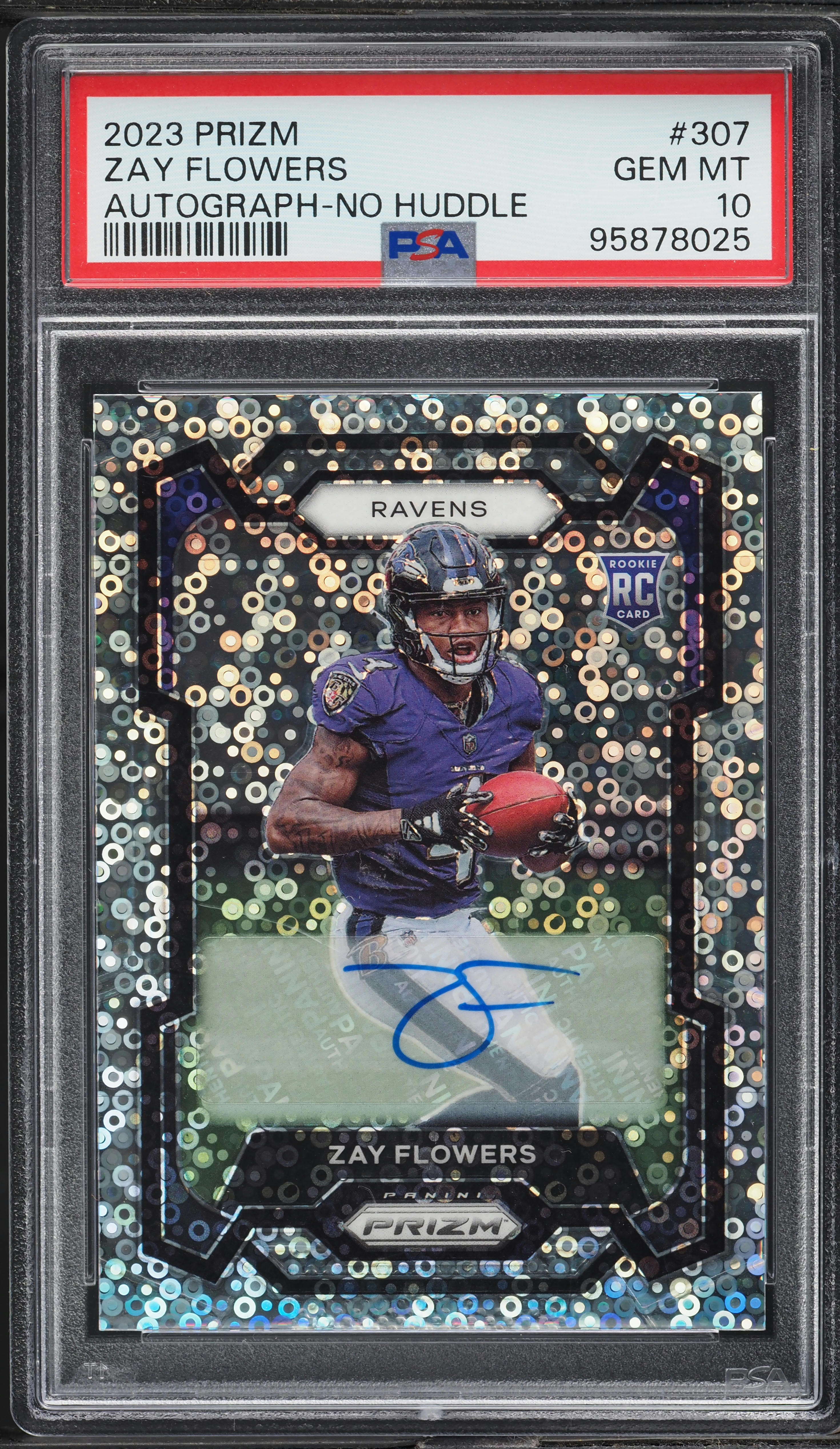 2023 Panini Prizm No Huddle Zay Flowers ROOKIE AUTO #307 PSA 10 GEM MINT