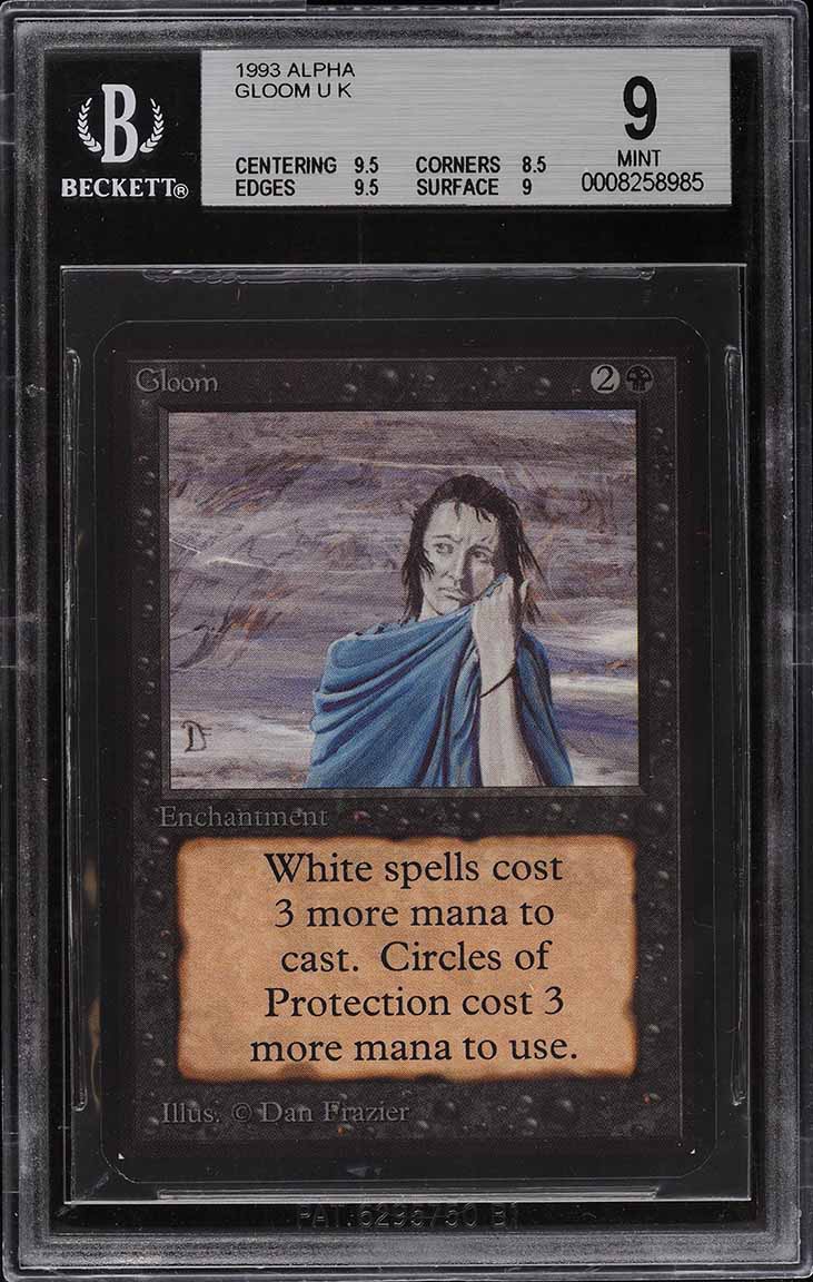 1993 Magic The Gathering MTG Alpha Gloom U K BGS 9 MINT