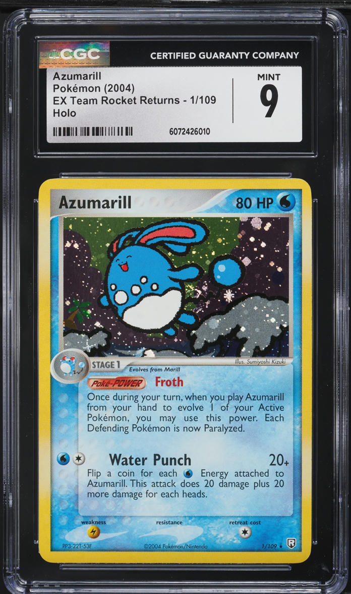 2004 Pokemon EX Team Rocket Returns Holo Azumarill #1 CGC 9 MINT