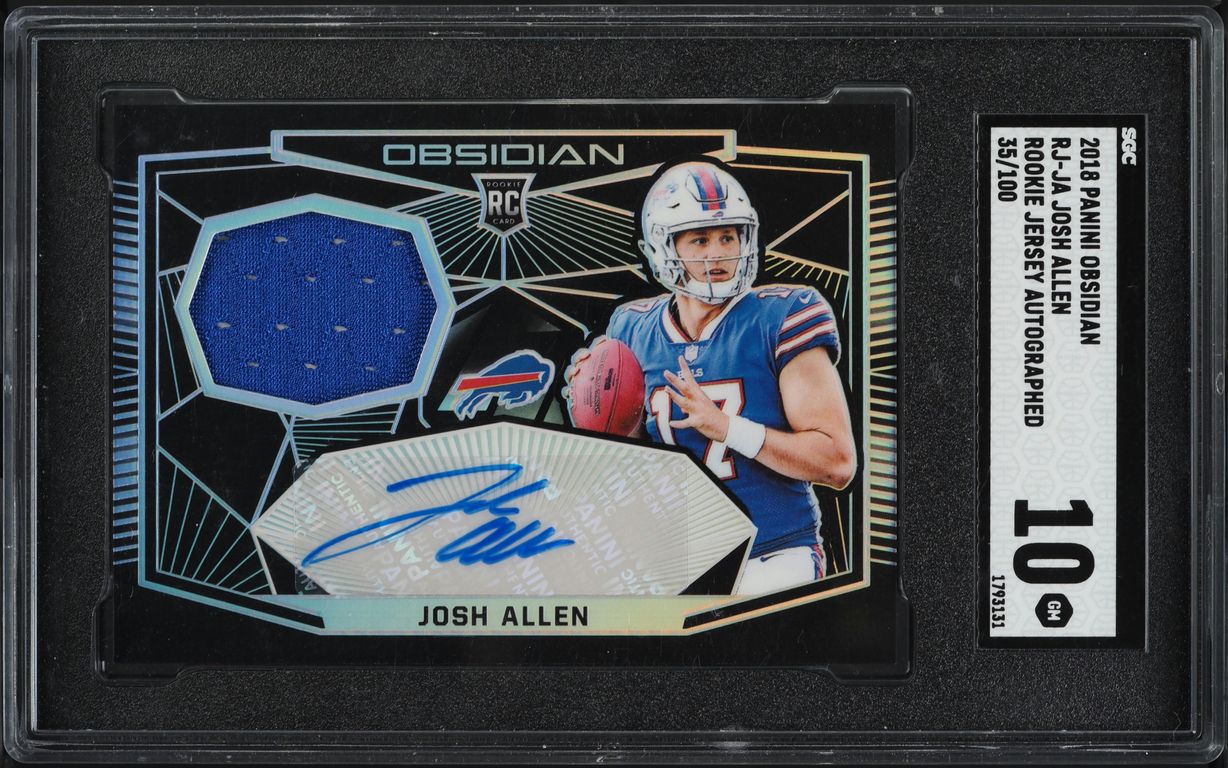 2018 Panini Obsidian Josh Allen ROOKIE PATCH AUTO /100 #RJ-JA SGC 10 GEM MINT