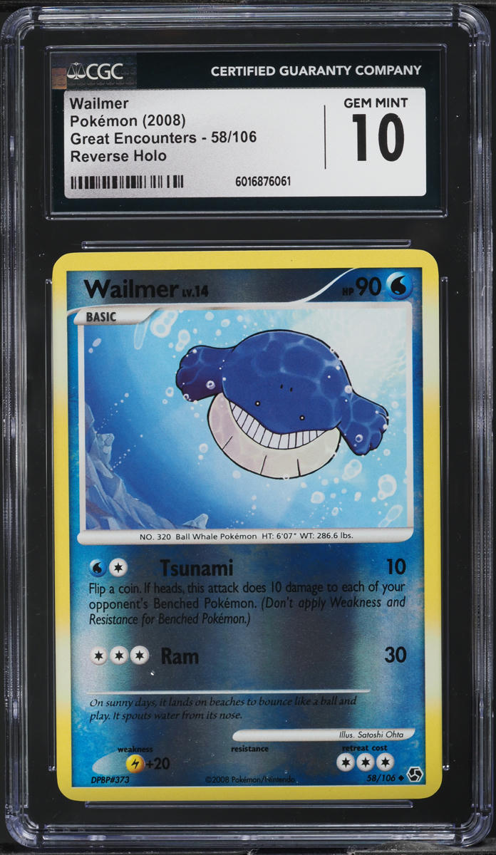 2008 Pokemon Diamond & Pearl Great Encounters Reverse Holo Wailmer #58 CGC 10