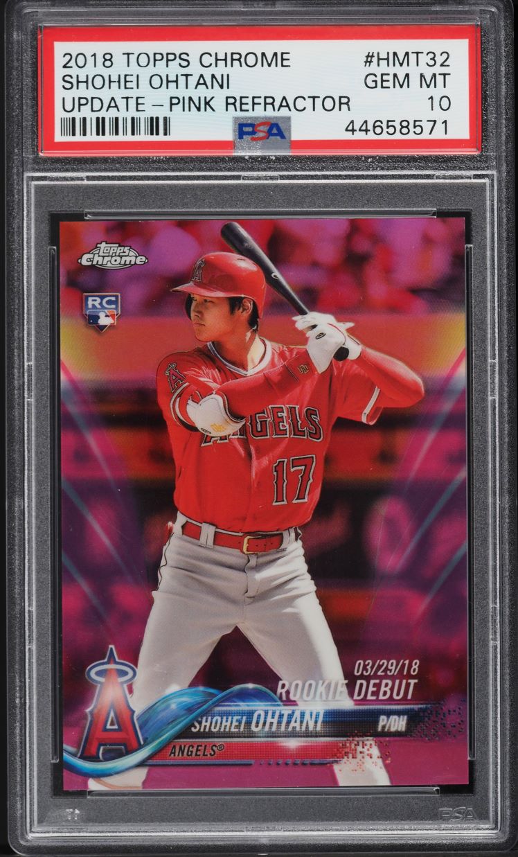 2018 Topps Chrome Update Pink Refractor Shohei Ohtani ROOKIE #HMT32 PSA 10 GEM