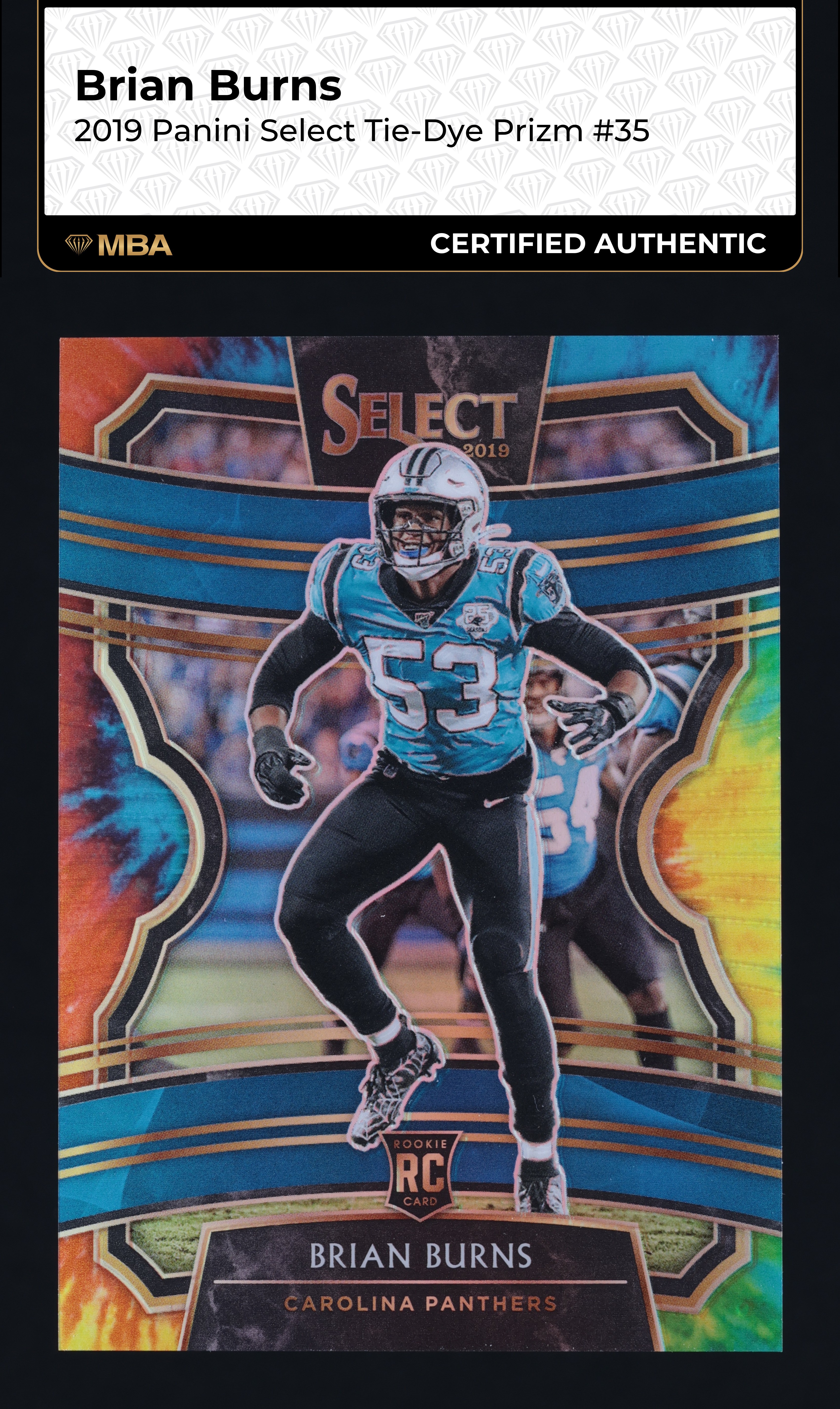 2019 Select Concourse Tie-Dye Prizm Brian Burns ROOKIE /25 #35 MBA AUTH
