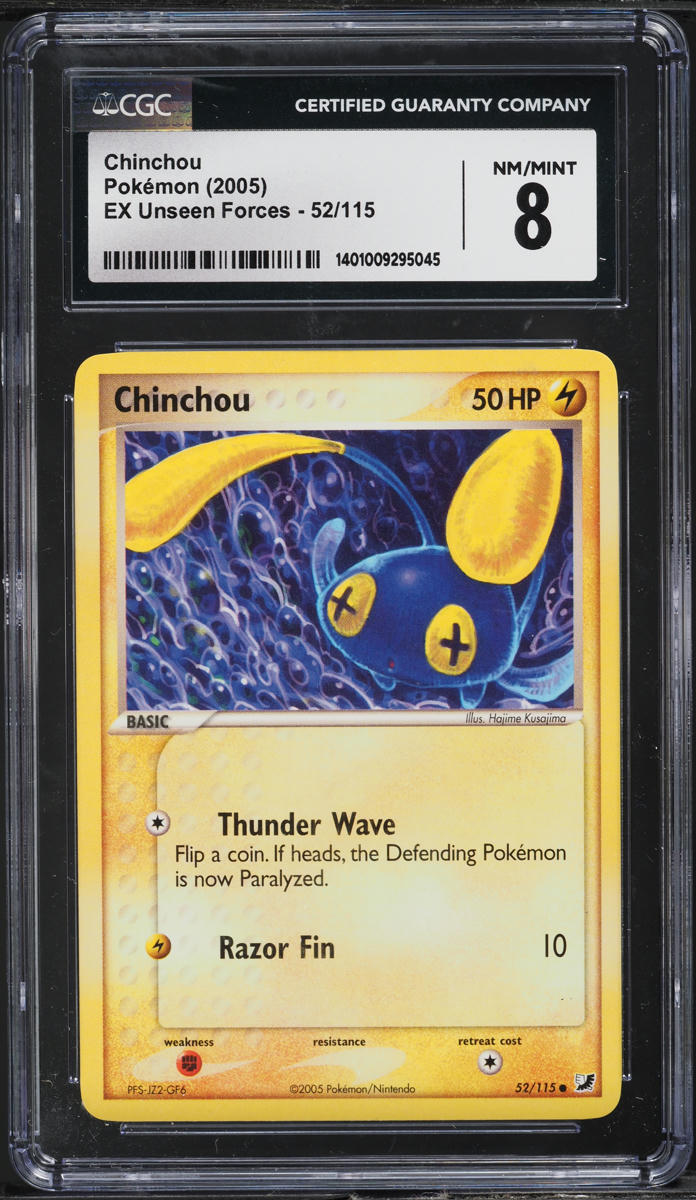2005 Pokemon EX Unseen Forces Chinchou #52 CGC 8 NM-MT