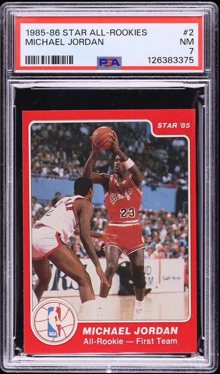 1985 Star All-Rookie Team Michael Jordan ROOKIE #2 PSA 7 NRMT