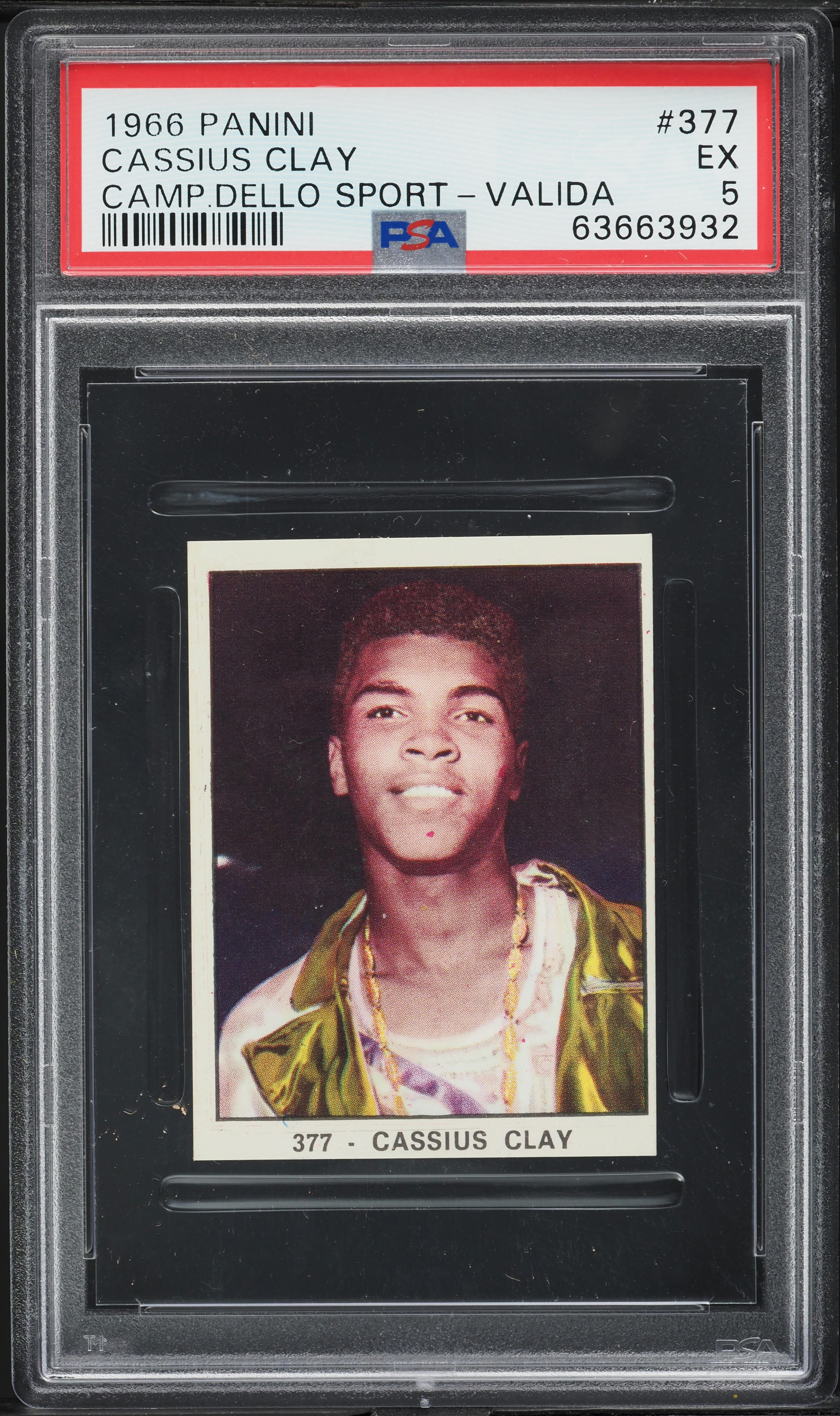 1966 Panini Campioni Dello Sport Cassius Clay Muhammad Ali VALIDA #377 PSA 5 EX