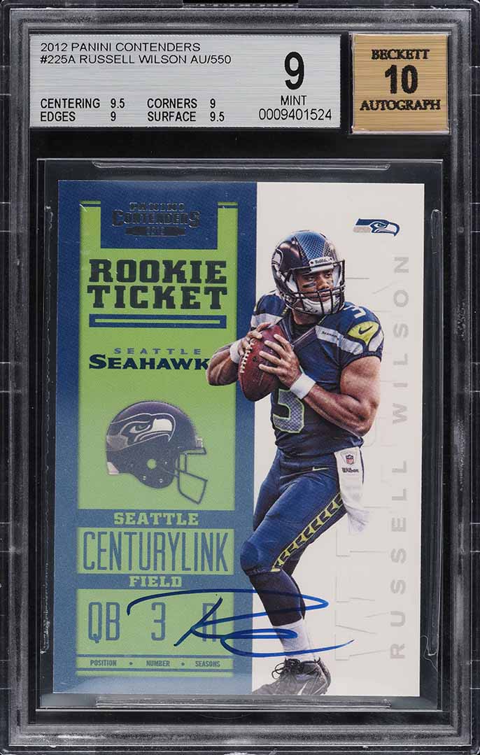 2012 Panini Contenders Russell Wilson ROOKIE RC AUTO #225A BGS 9 MINT
