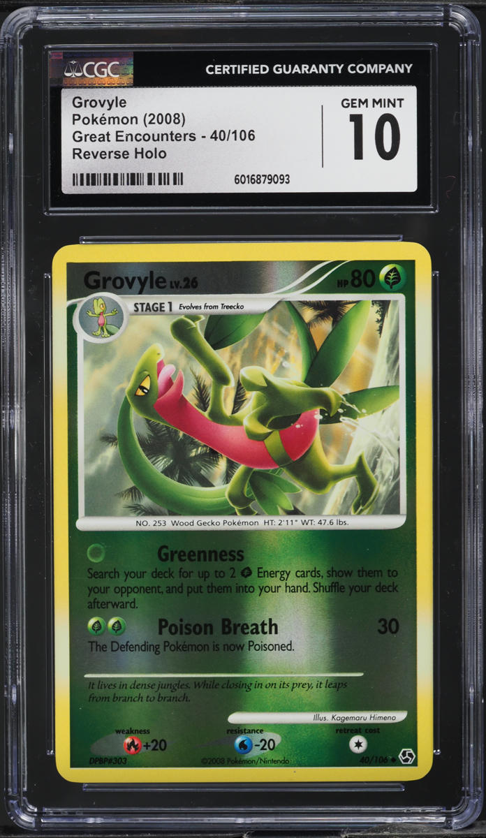 2008 Pokemon DP Great Encounters Reverse Holo Grovyle #40 CGC 10 GEM MINT