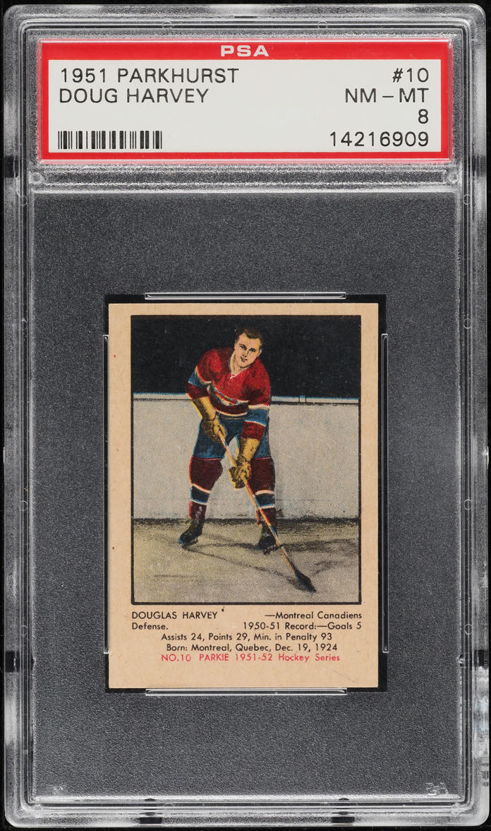1951 Parkhurst Doug Harvey ROOKIE #10 PSA 8 NM-MT