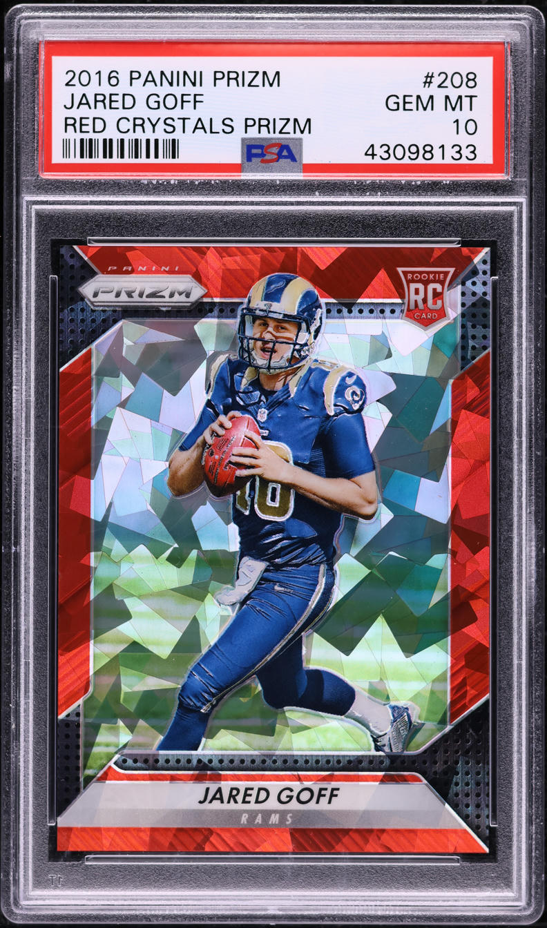 2016 Panini Prizm Red Crystals Jared Goff ROOKIE /75 #208 PSA 10 GEM MINT