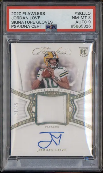 2020 Panini Flawless Signature Gloves #SGJLO Jordan Love RC Auto /25 PSA 8