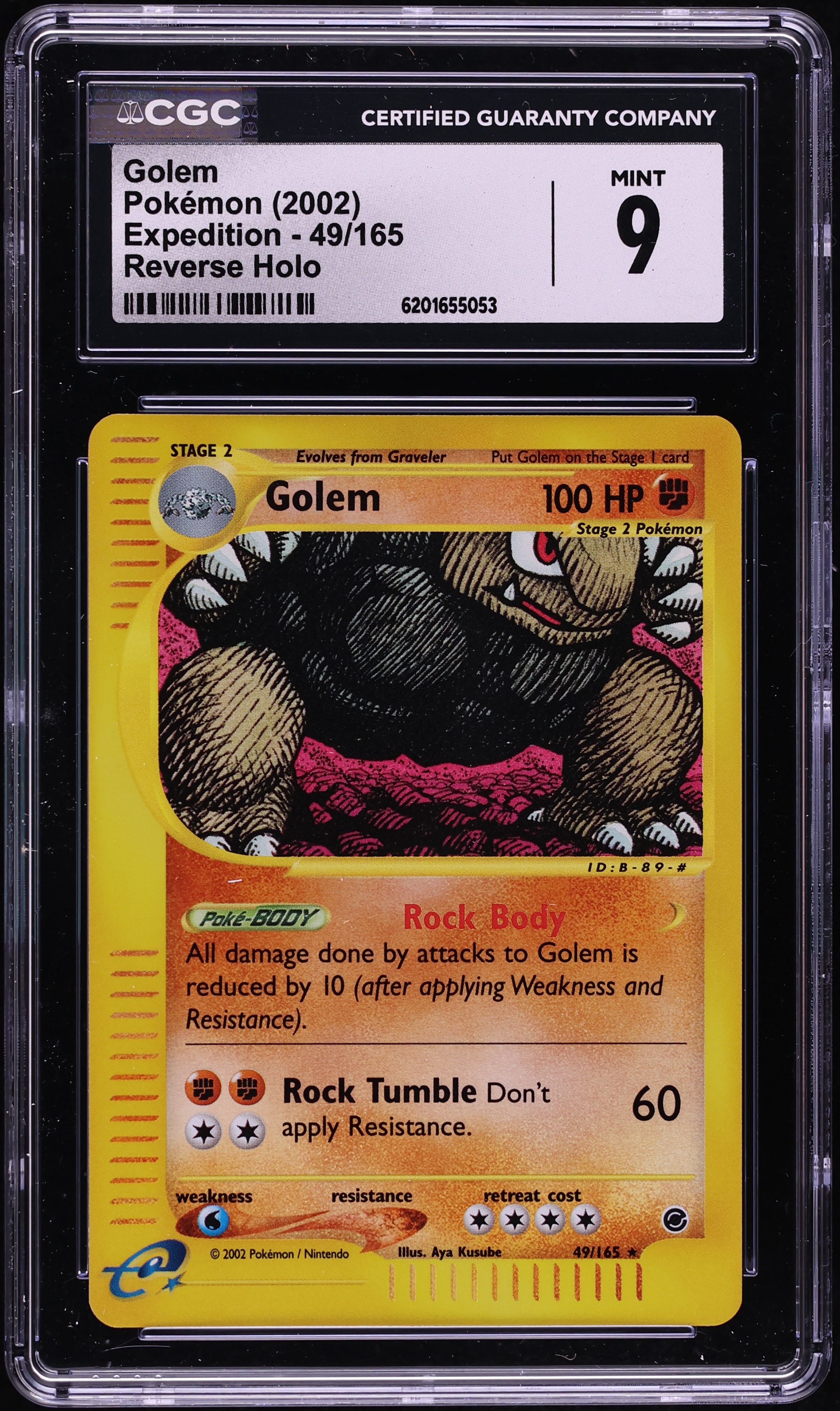 2002 Pokemon Expedition Reverse Holo Golem #49 CGC 9 MINT