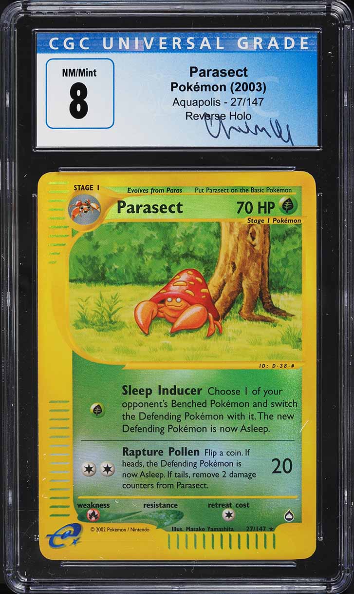 2003 Pokemon Aquapolis Reverse Holo Parasect #27 CGC 8 NM-MT