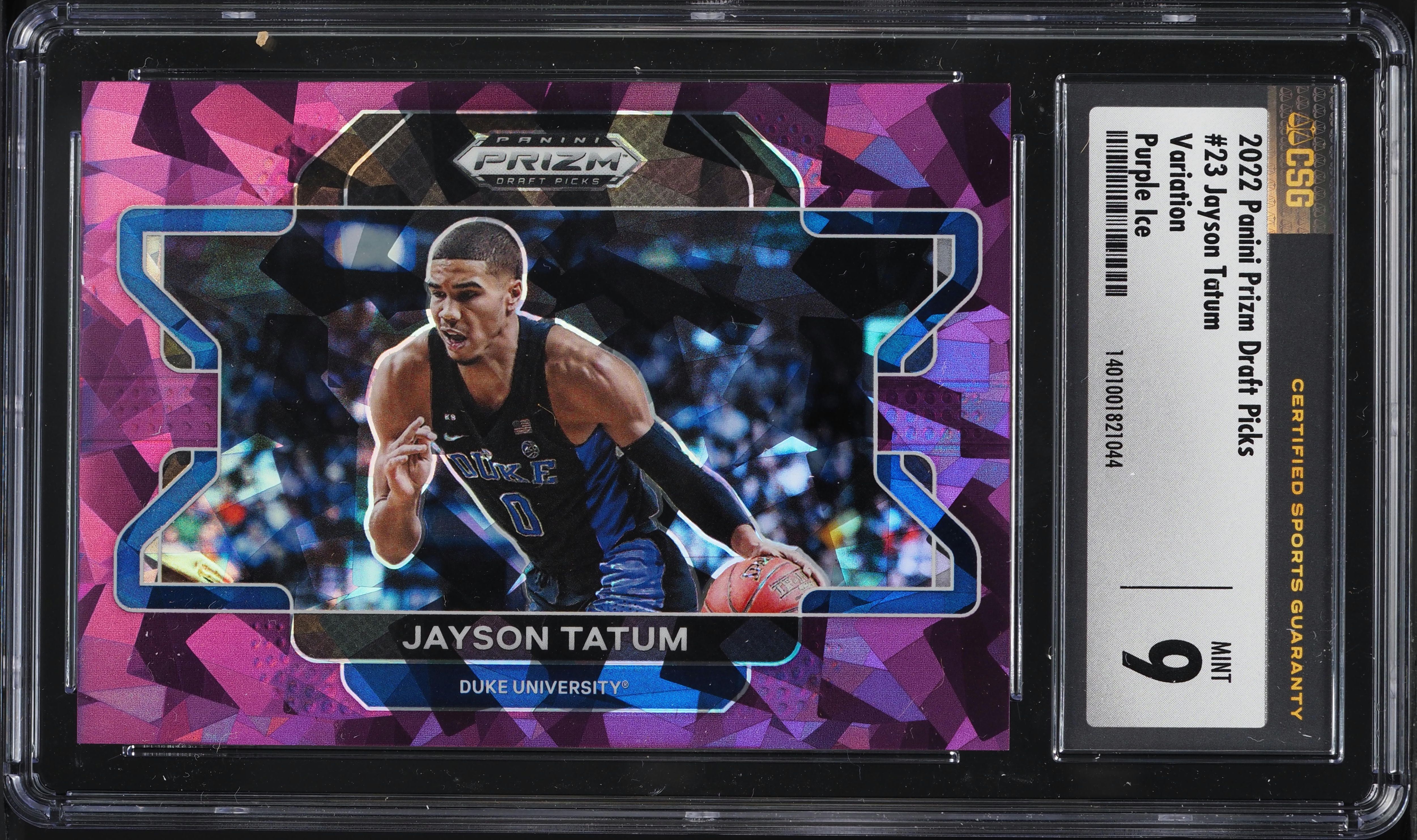 2022 Panini Prizm Draft Picks Purple Ice Jayson Tatum /149 #23 CSG 9 MINT