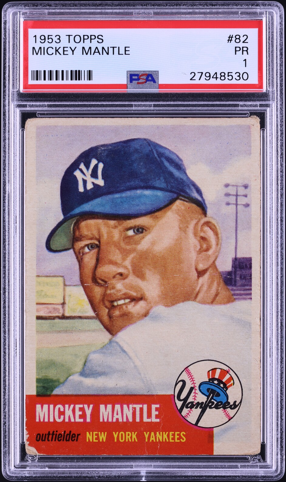 1953 Topps Mickey Mantle SHORT PRINT #82 PSA 1 PR