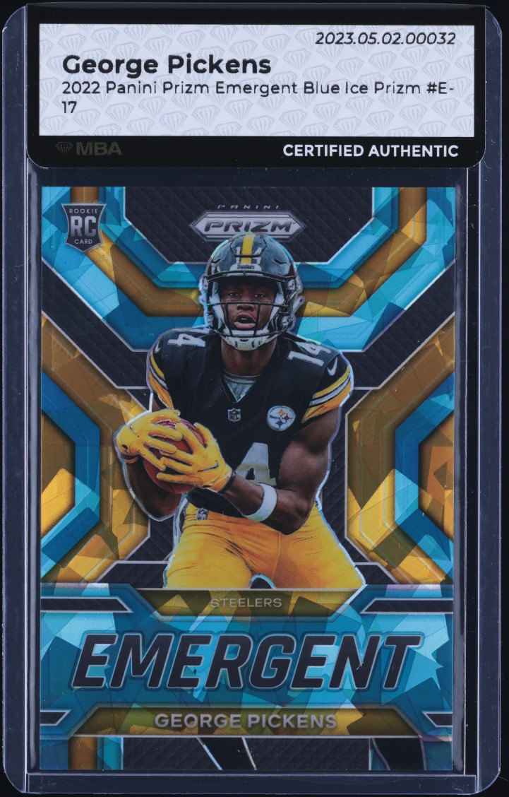 2022 Panini Prizm Emergent Blue Ice George Pickens ROOKIE /99 #E-17 MBA AUTH
