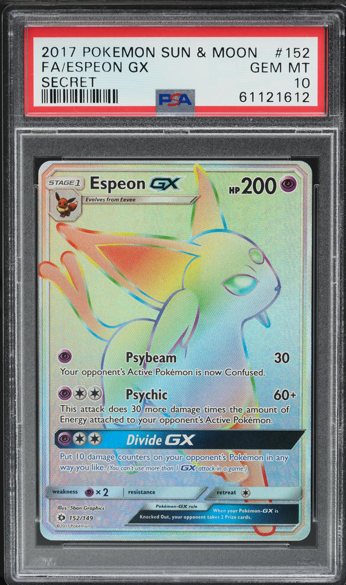 2017 Pokemon Sun & Moon Hyper Rare Espeon GX #152 PSA 10 GEM MINT