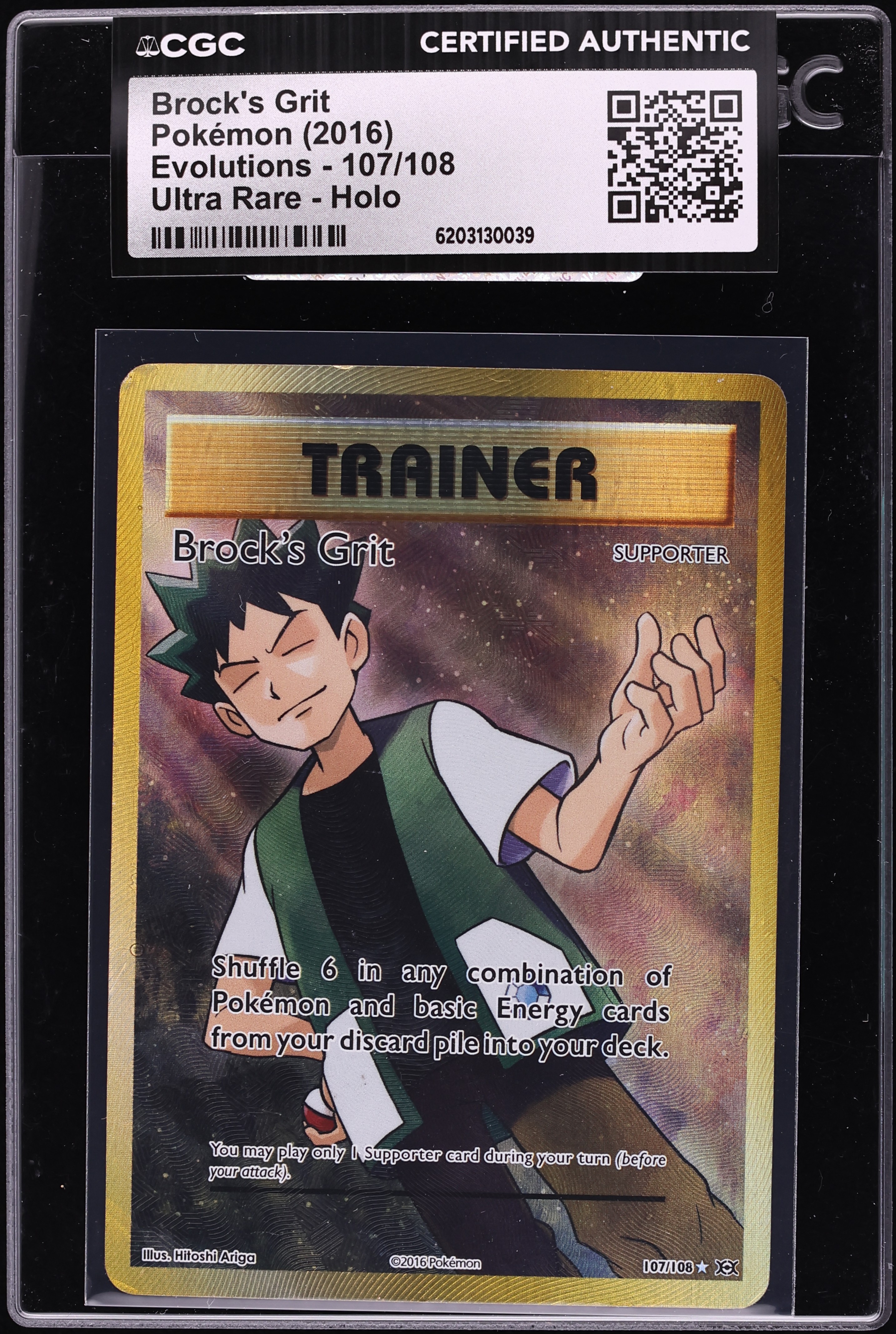 2016 Pokemon XY Evolutions Full Art Brock's Grit #107 CGC AUTH