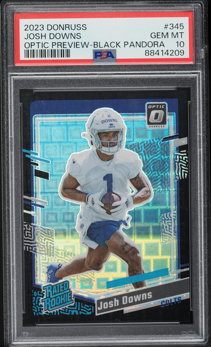 2023 Donruss Optic Preview Black Pandora Josh Downs ROOKIE /25 #345 PSA 10 GEM