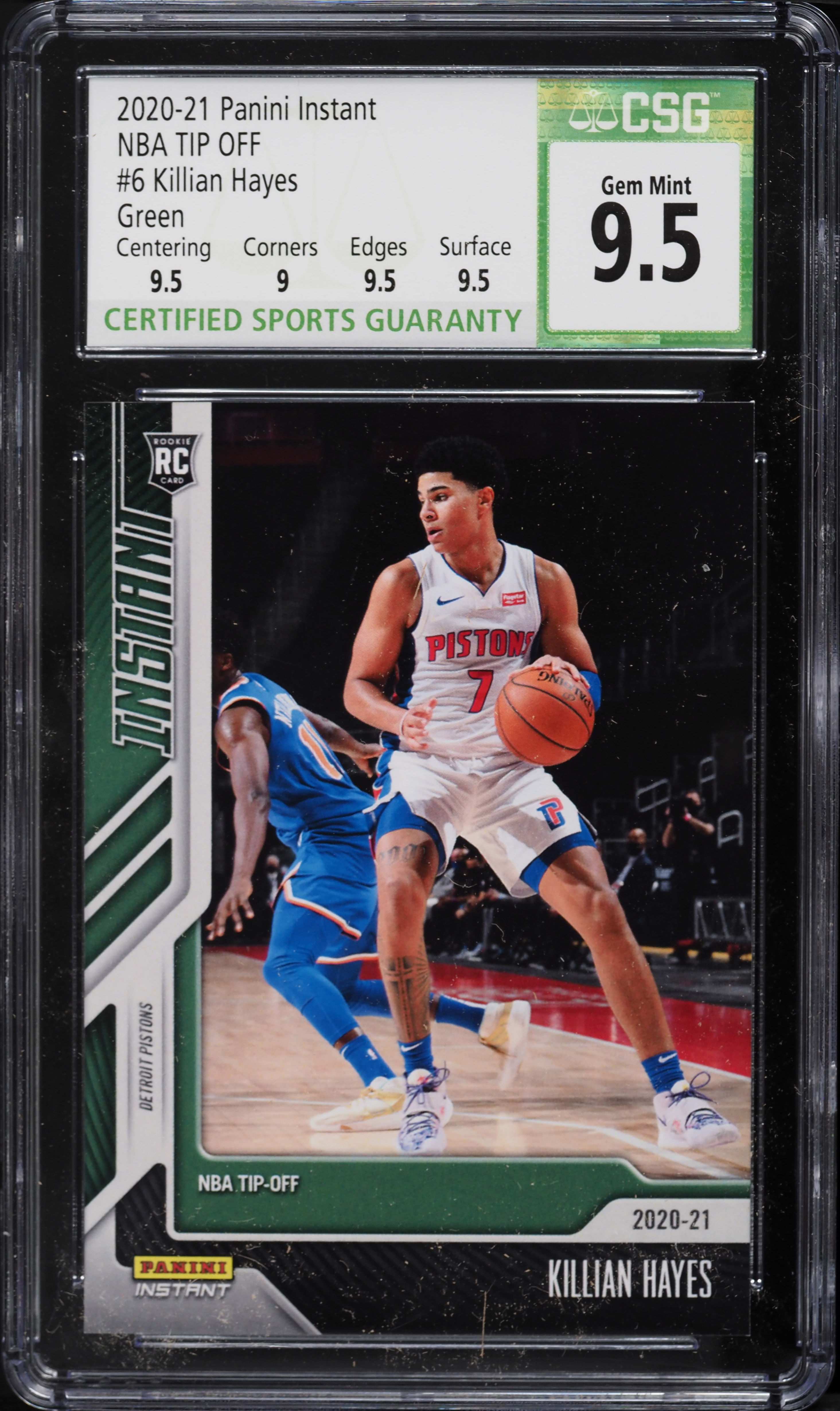 2020 Panini Instant NBA Tip Off Green Killian Hayes ROOKIE /5 #6 CSG 9.5