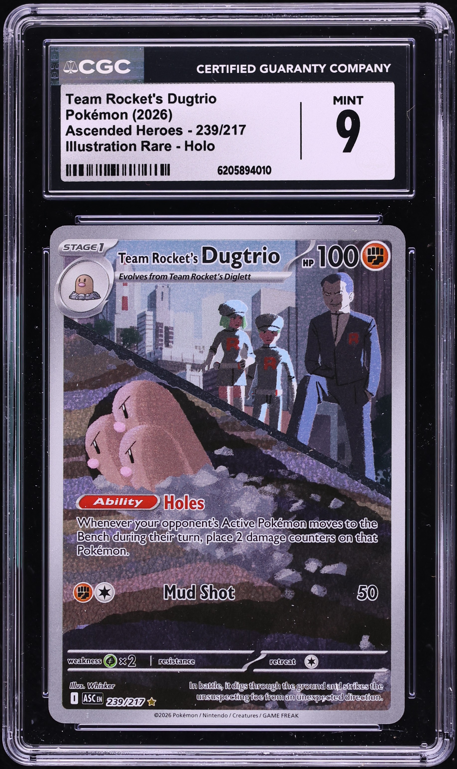 2026 Pokemon Mega Evolution Ascended Heroes IR Team Rocket's Dugtrio #239 CGC 9 MINT