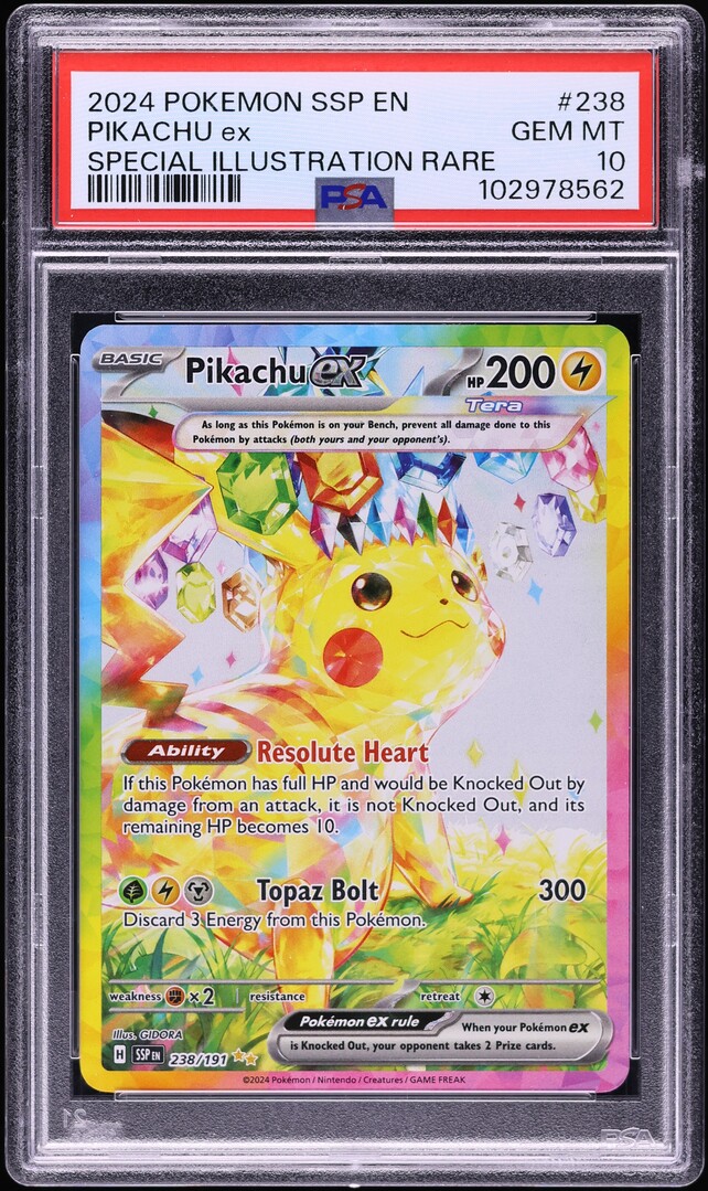 2024 Pokemon Scarlet & Violet Surging Sparks SIR Pikachu ex #238 PSA 10 GEM MINT