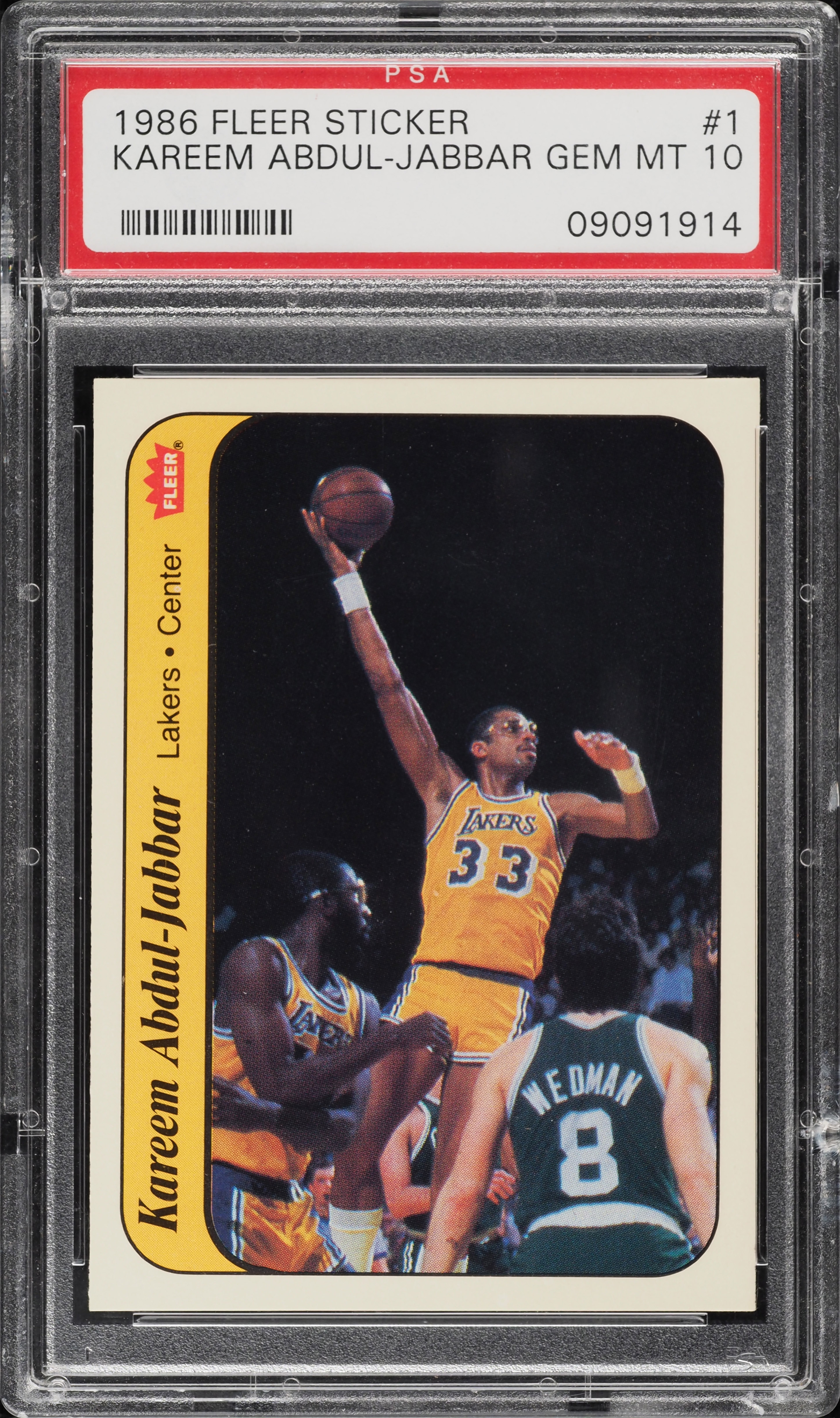 1986 Fleer Sticker Kareem Abdul-Jabbar #1 PSA 10 GEM MINT