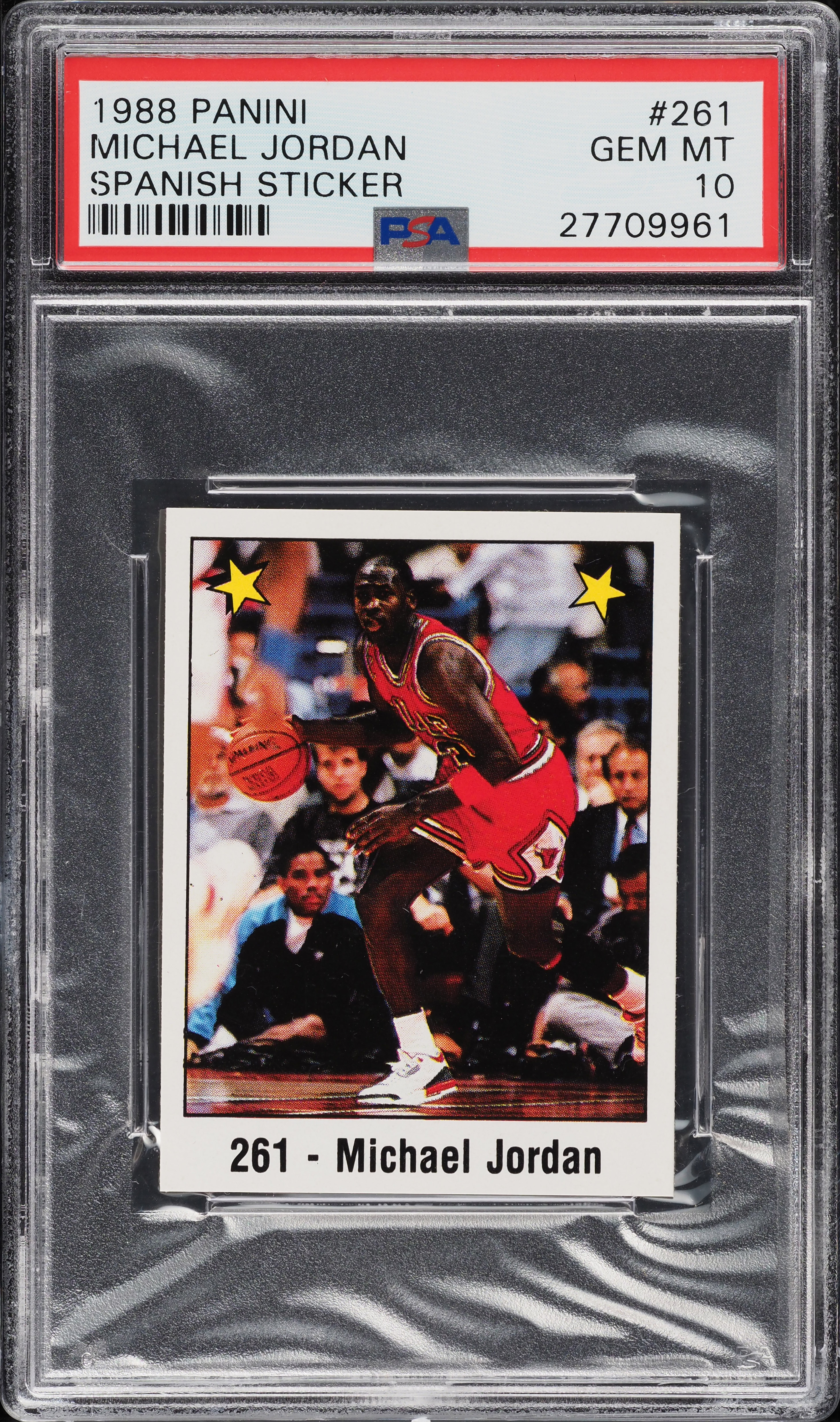 1988 Panini Spanish Sticker Michael Jordan #261 PSA 10 GEM MINT