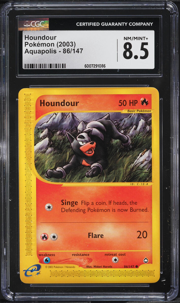 2003 Pokemon Aquapolis Houndour #86 CGC 8.5 NM-MT+