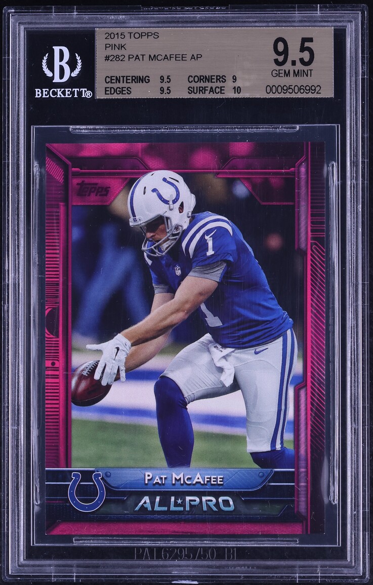 2015 Topps Pink Pat McAfee /499 #282 BGS 9.5 GEM MINT