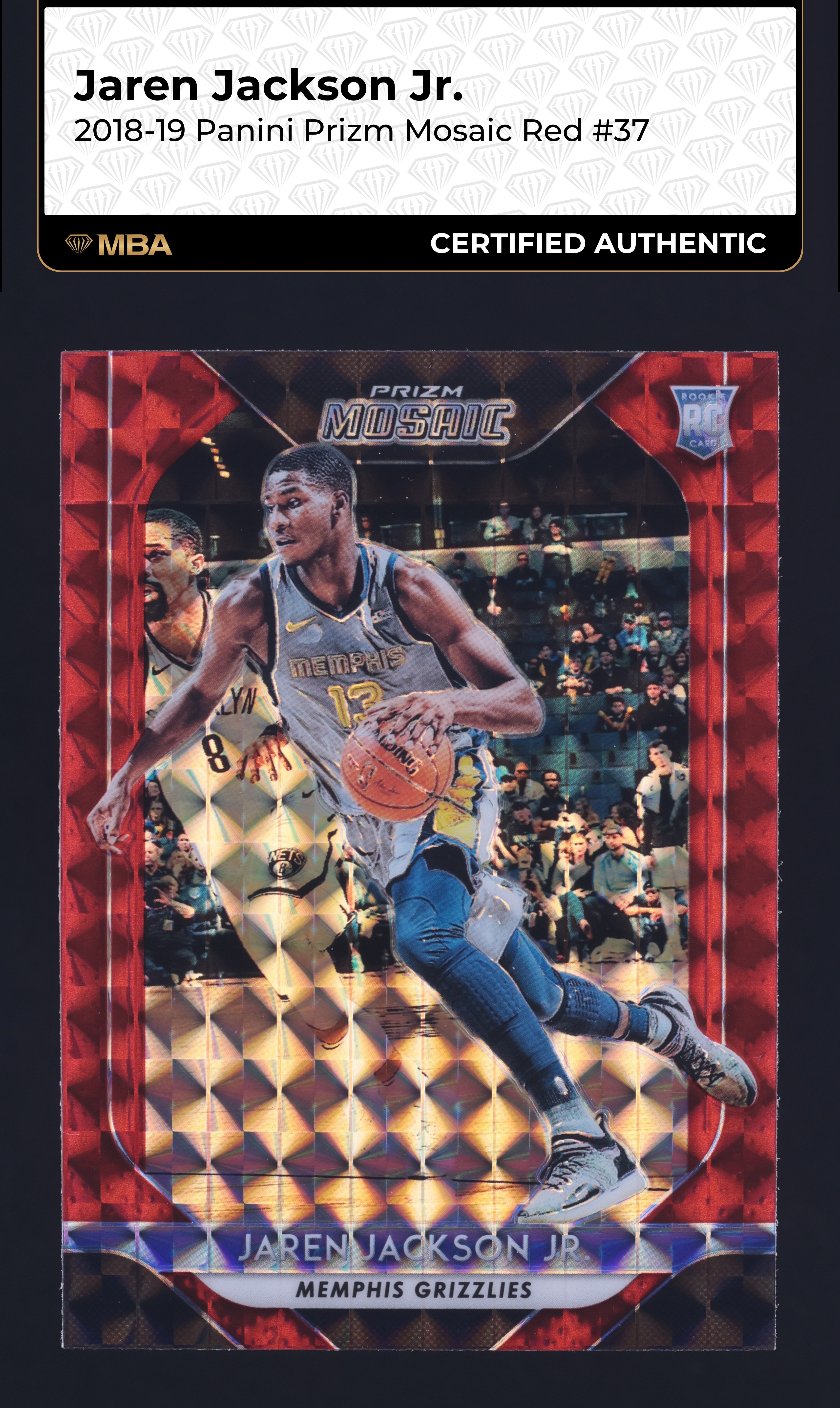 2018 Panini Prizm Mosaic Red Jaren Jackson Jr. ROOKIE #37 MBA AUTH