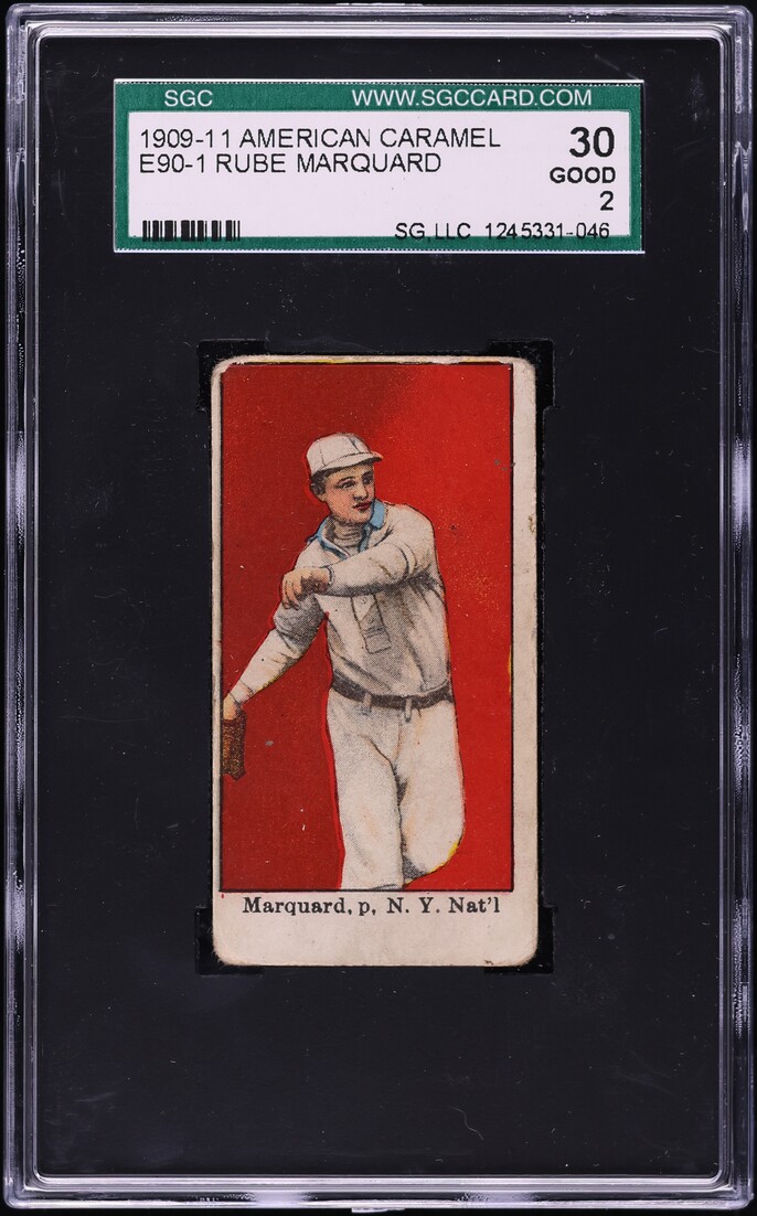 1909 E90-1 American Caramel Rube Marquard SGC 2 GD