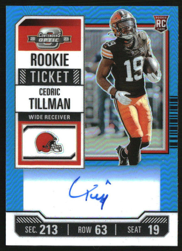2023 Contenders Optic Teal #104 Cedric Tillman Rookie Autograph RC Auto /99